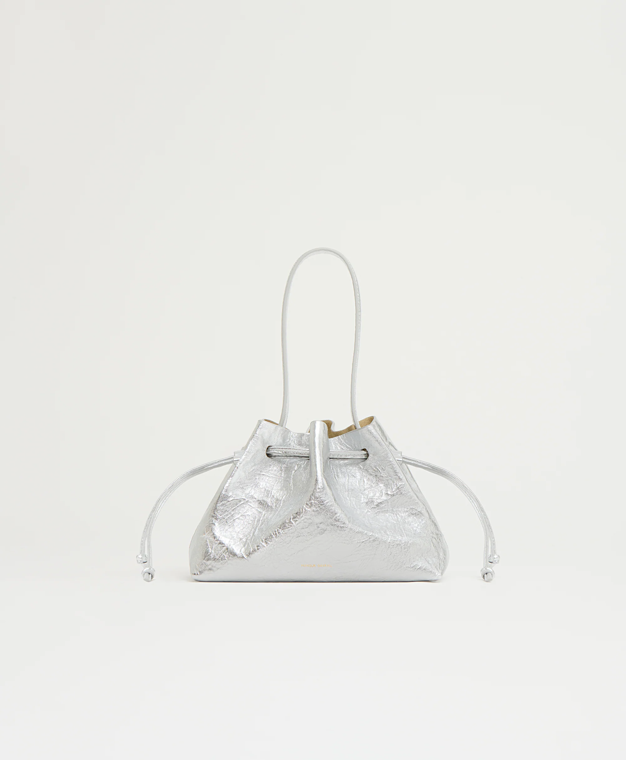 Drawstring Pouchette - Crinkled Silver
